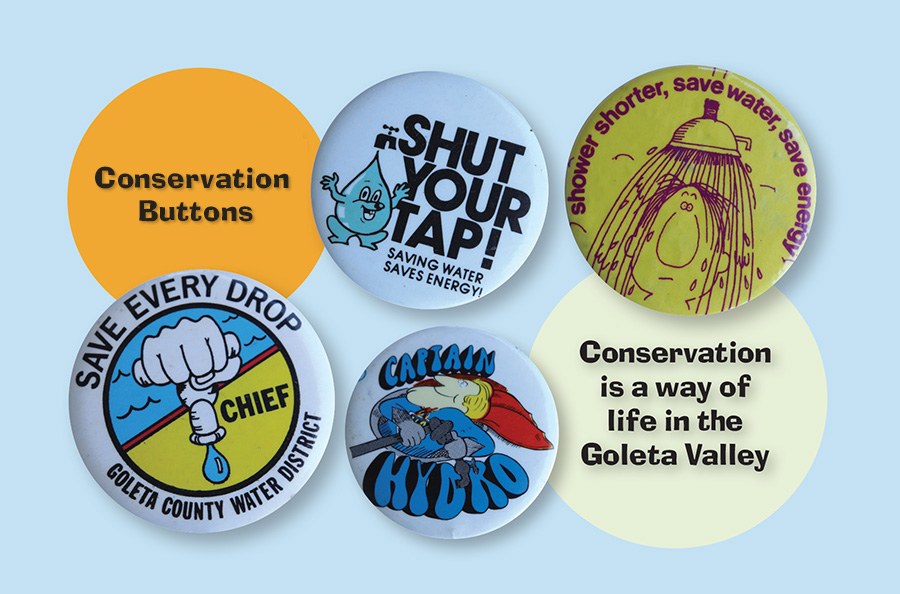 Miscellaneous "Conserve Water" lapel pins, circa 1980