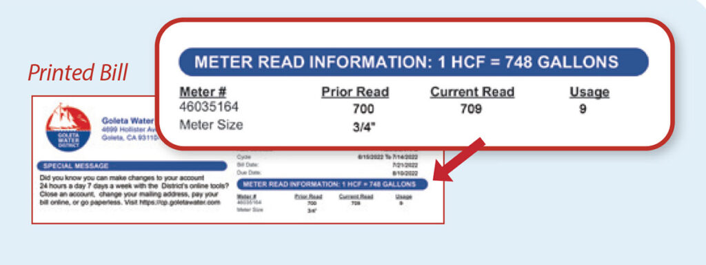 Sample of water bill